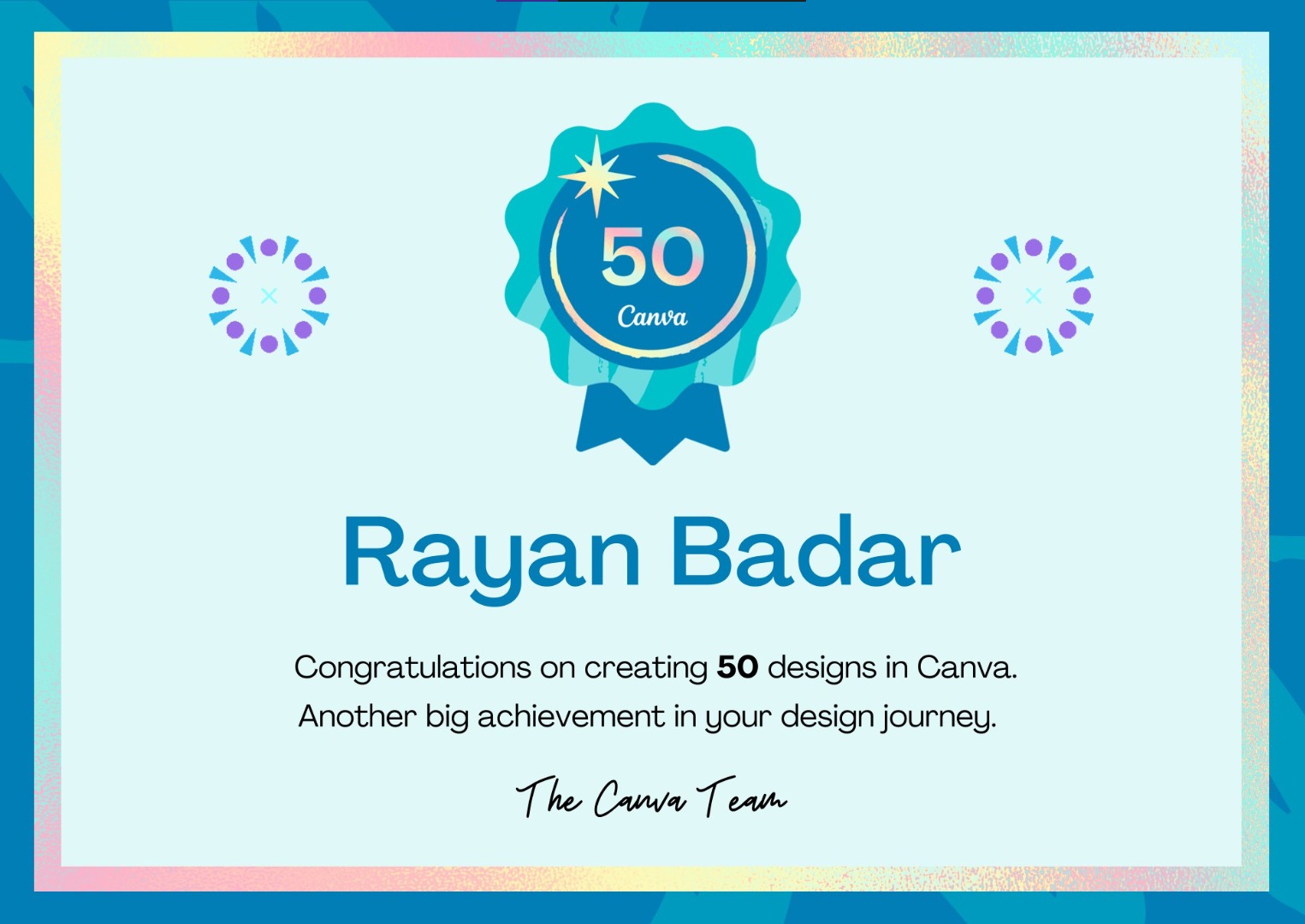 Canva 50 Design Milestone Badge
